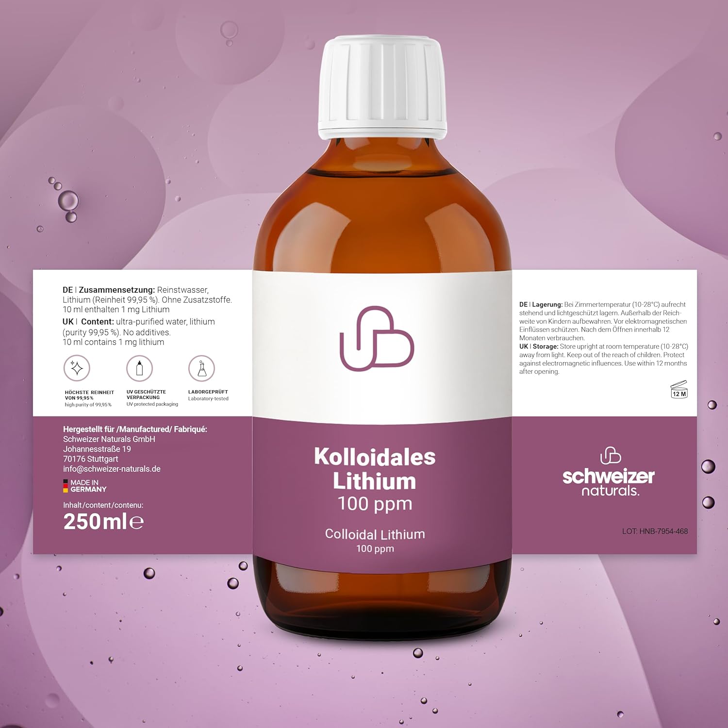 Kolloidales Lithium, Konzentration 100 ppm 250 ml