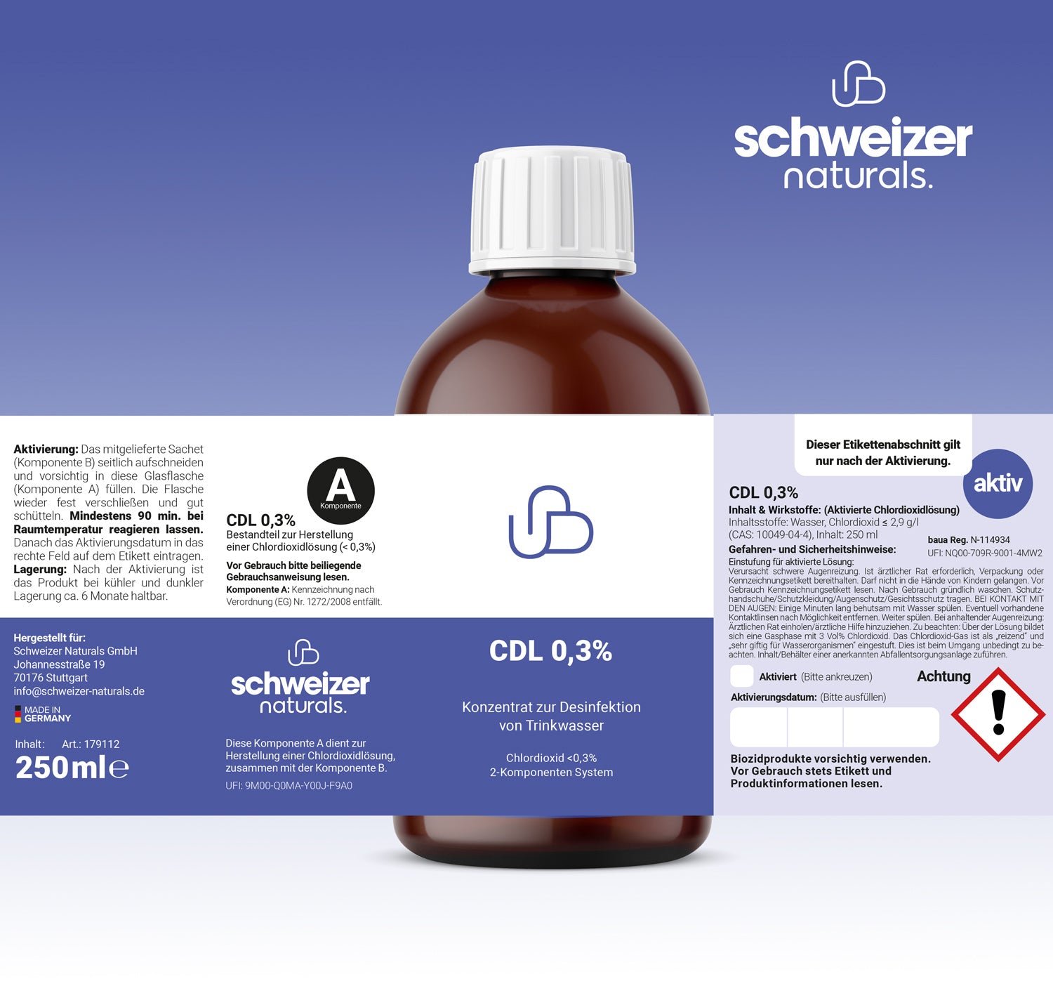 CDL 0,3 % Plus, concentré de dioxyde de chlore 250 ml